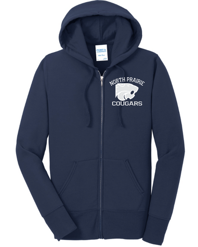 Ladies North Prairie Cougars Full Zip Hoodie