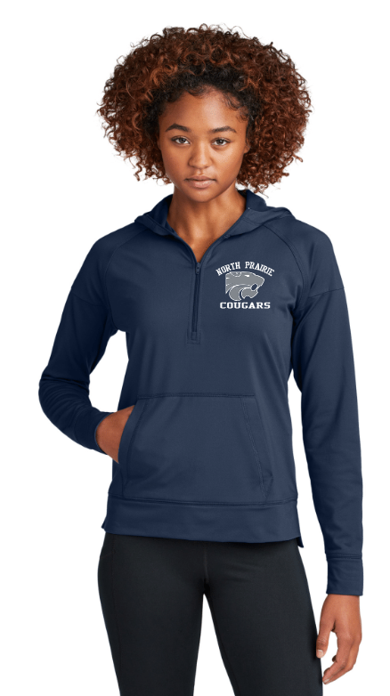 Ladies North Prairie Cougars 1/2zip Hoodie